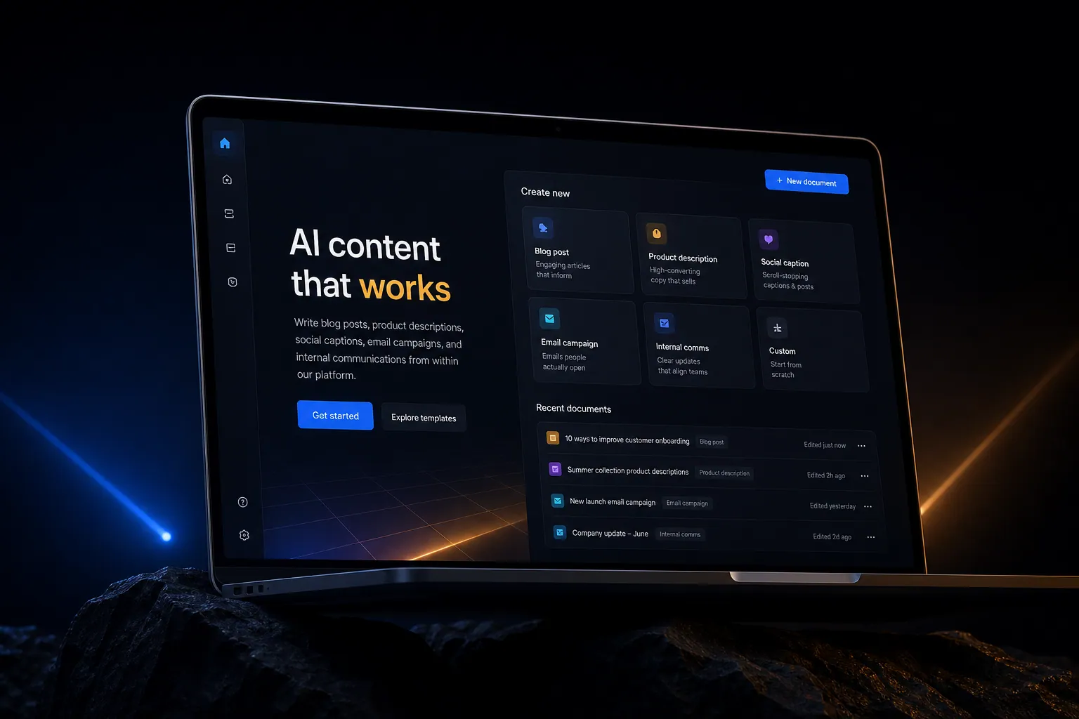 AI content generation marketing website built by SpinFlow