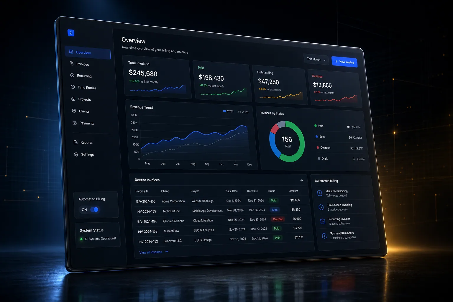 Automated invoicing and billing backend application built by SpinFlow