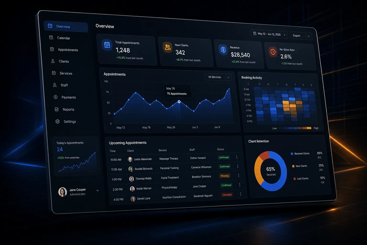 Appointment and booking systems backend application built by SpinFlow