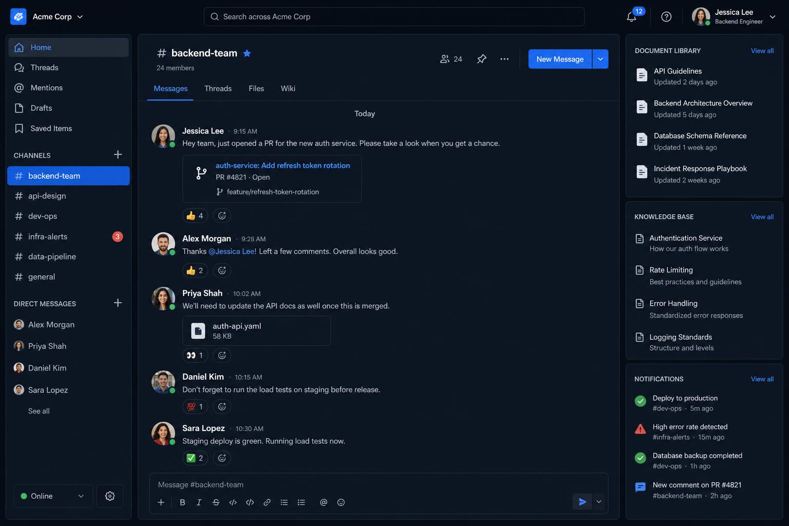 Communication & Collaboration backend application built by SpinFlow