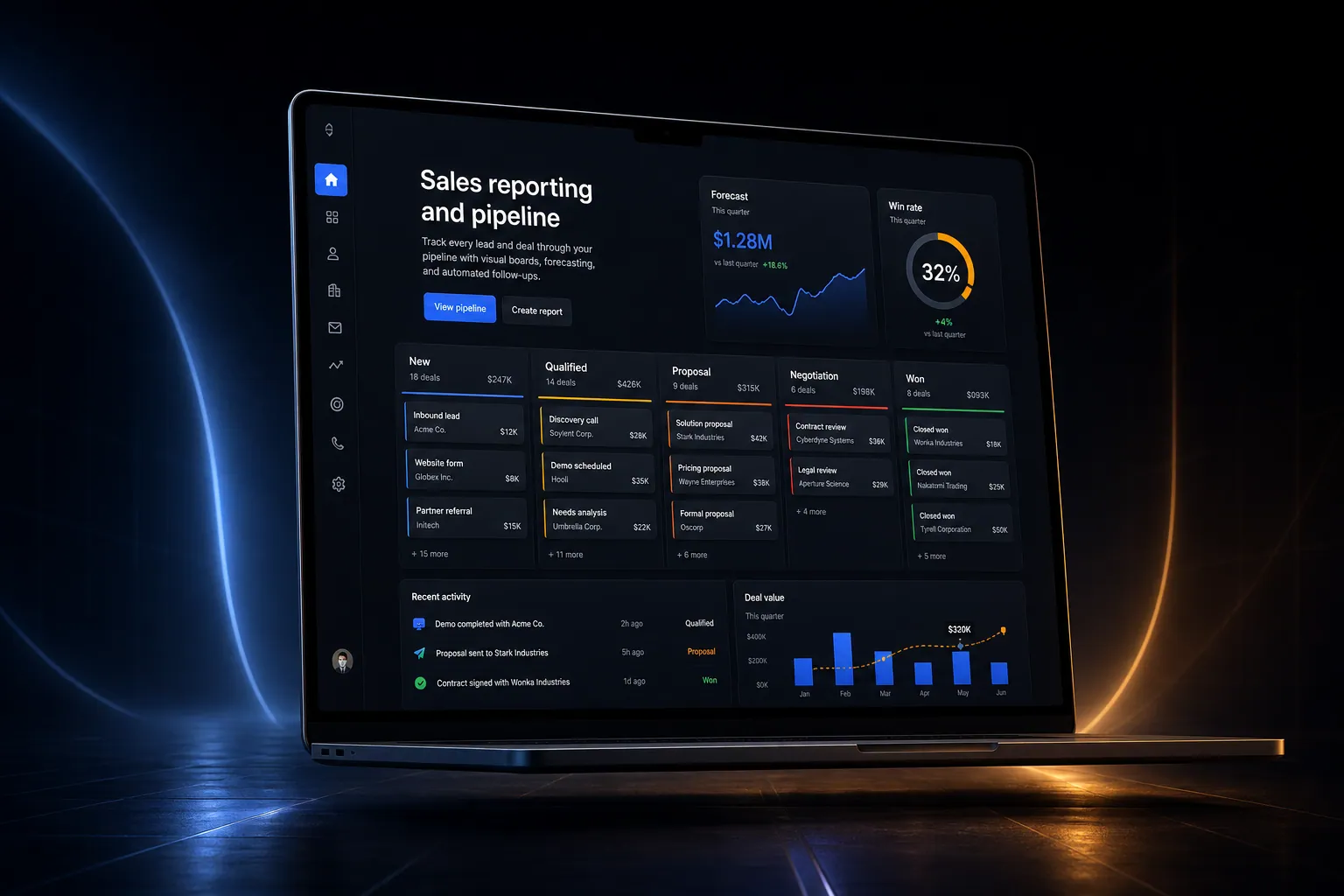 Sales reporting and pipeline marketing website built by SpinFlow