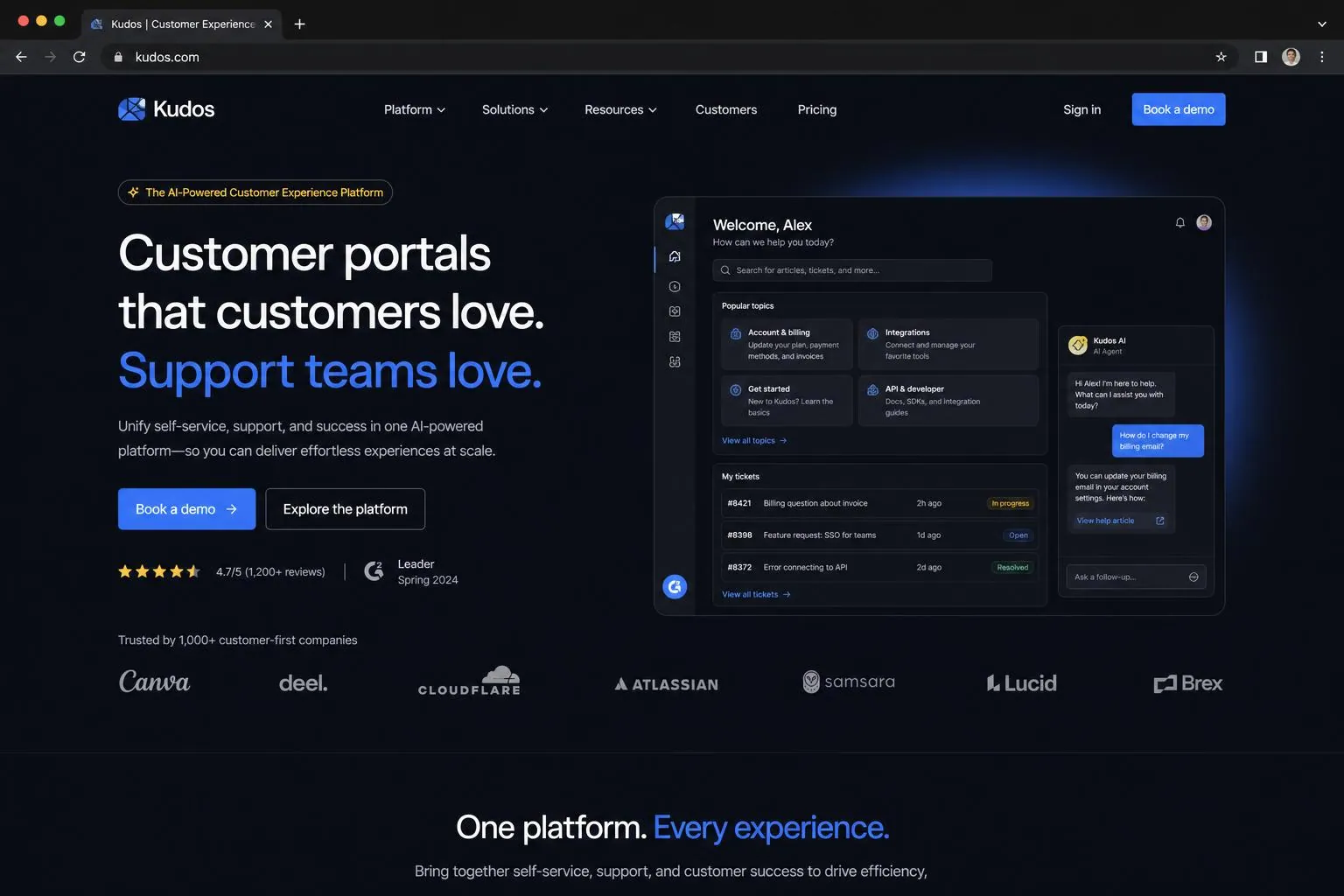 Customer Experience marketing website built by SpinFlow