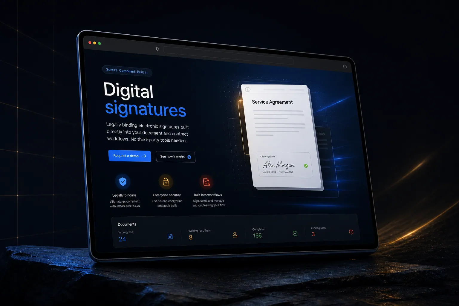 Digital signatures marketing website built by SpinFlow