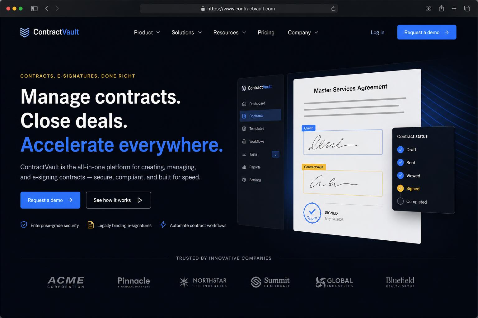 Documents & Contracts marketing website built by SpinFlow