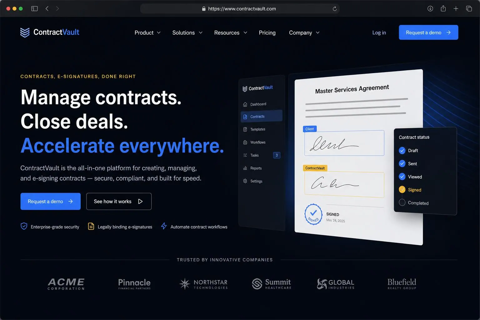 Documents & Contracts marketing website built by SpinFlow