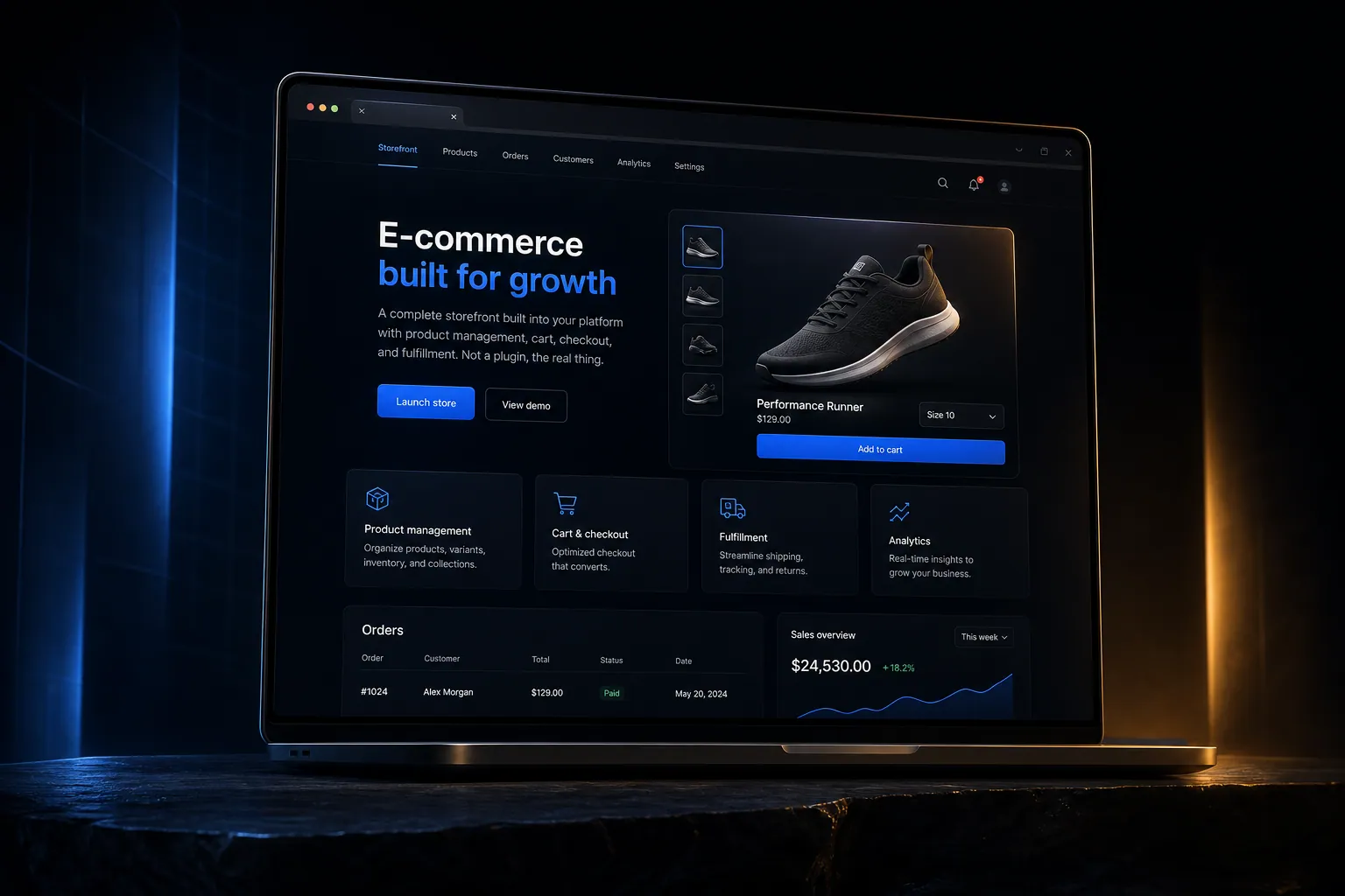 E-commerce storefronts marketing website built by SpinFlow
