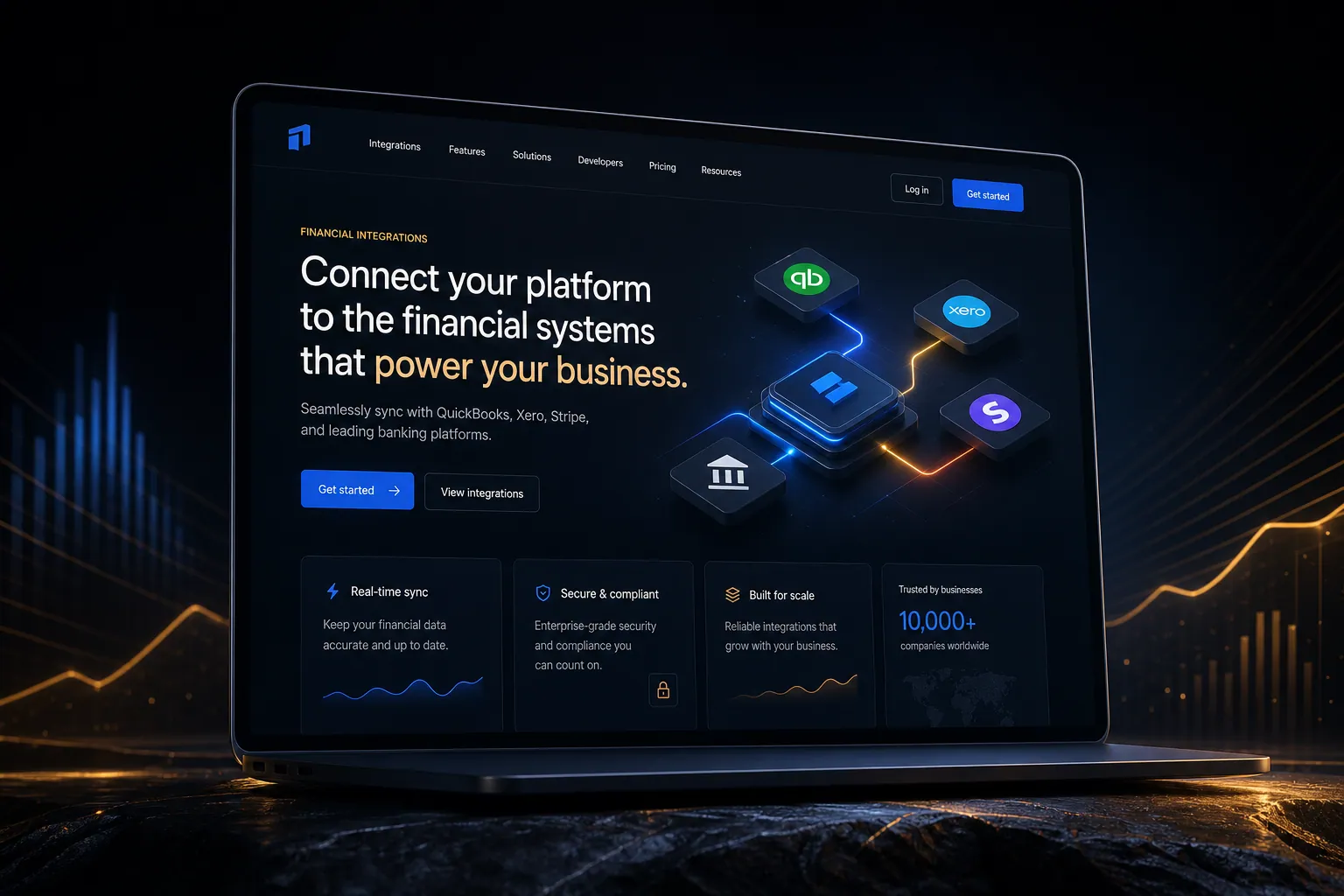 Financial system integrations marketing website built by SpinFlow