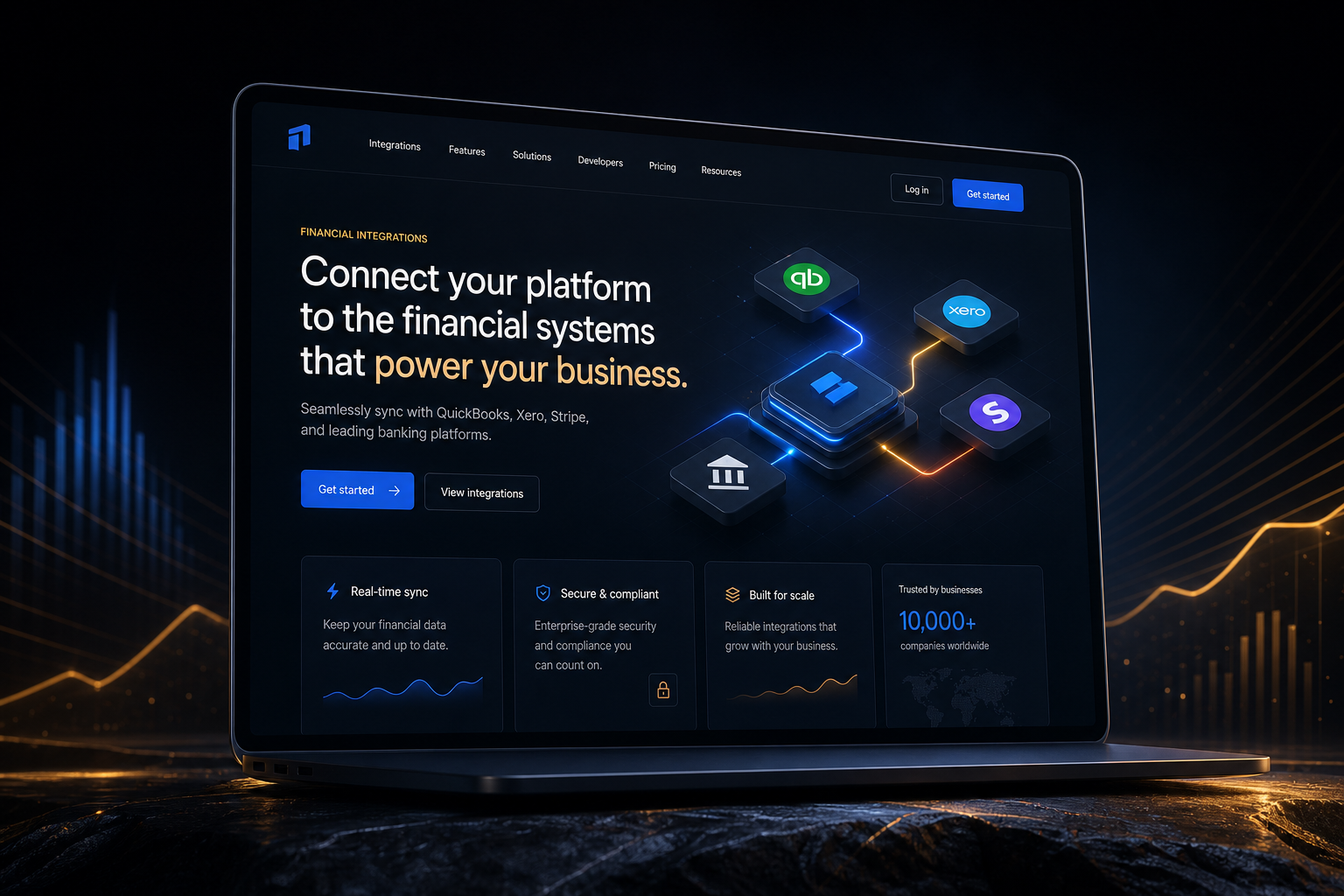 Financial system integrations marketing website built by SpinFlow