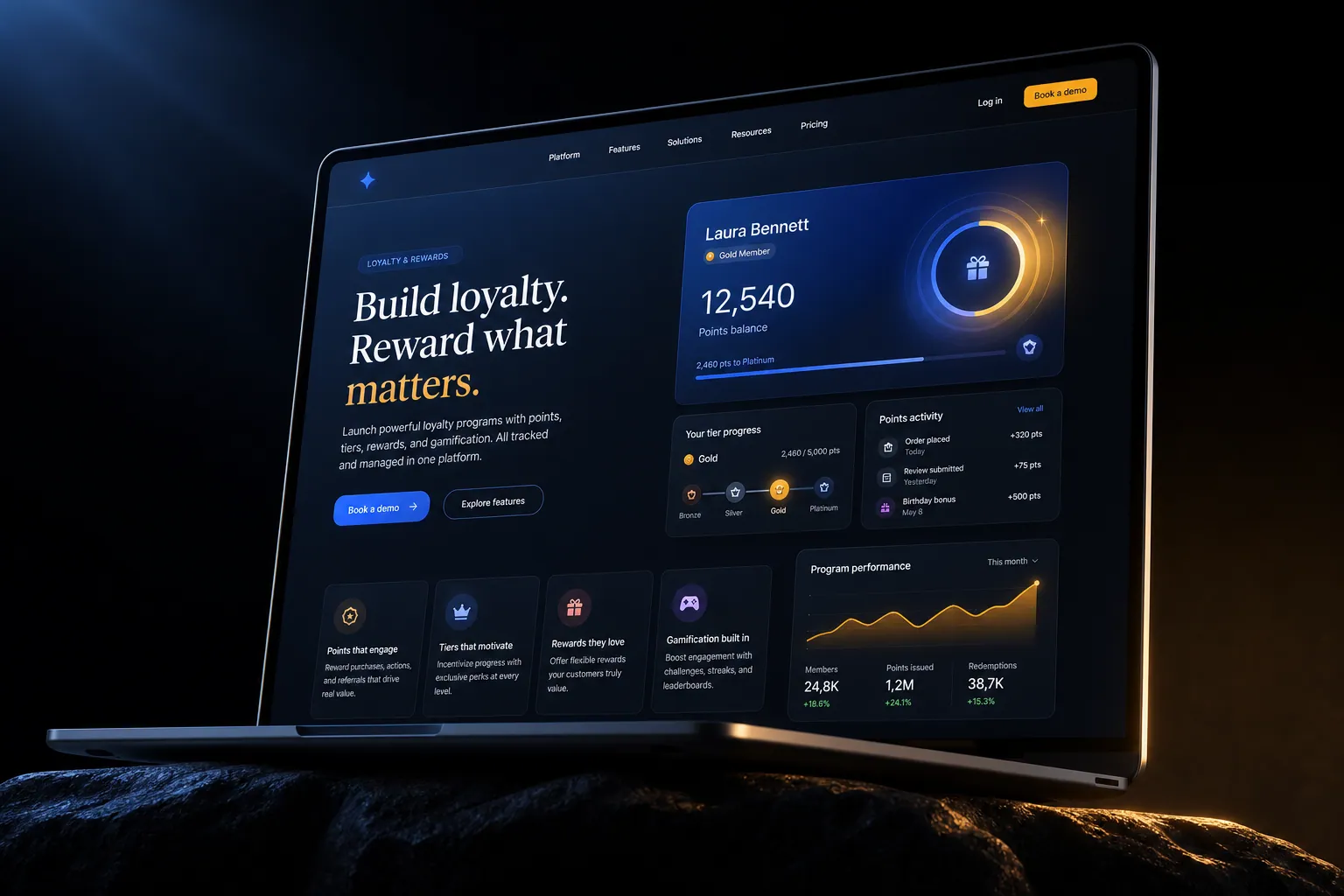 Loyalty and rewards systems marketing website built by SpinFlow