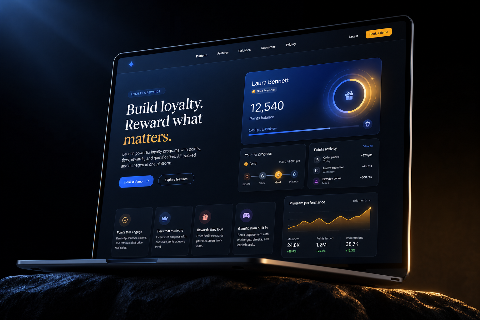 Loyalty and rewards systems marketing website built by SpinFlow