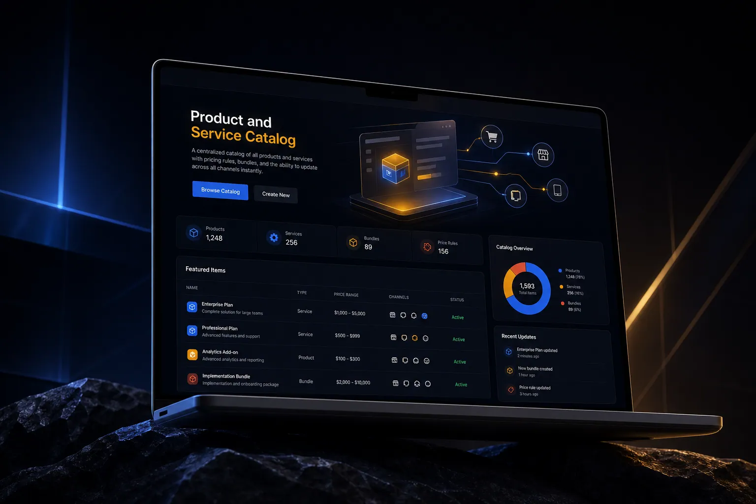 Product and service catalog marketing website built by SpinFlow