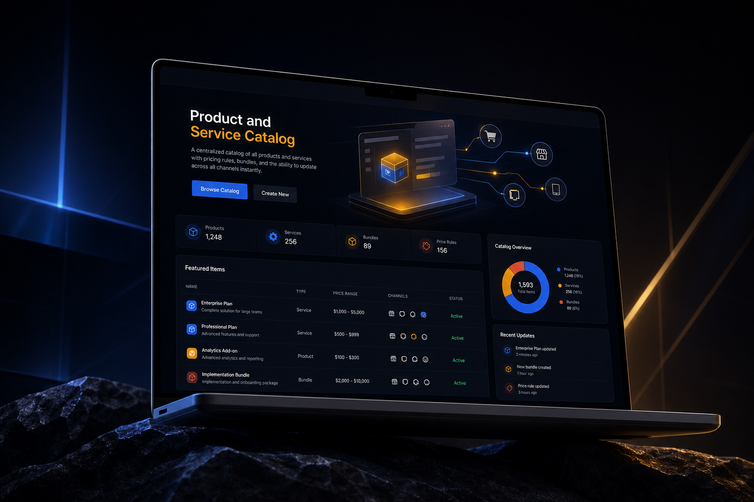 Product and service catalog marketing website built by SpinFlow
