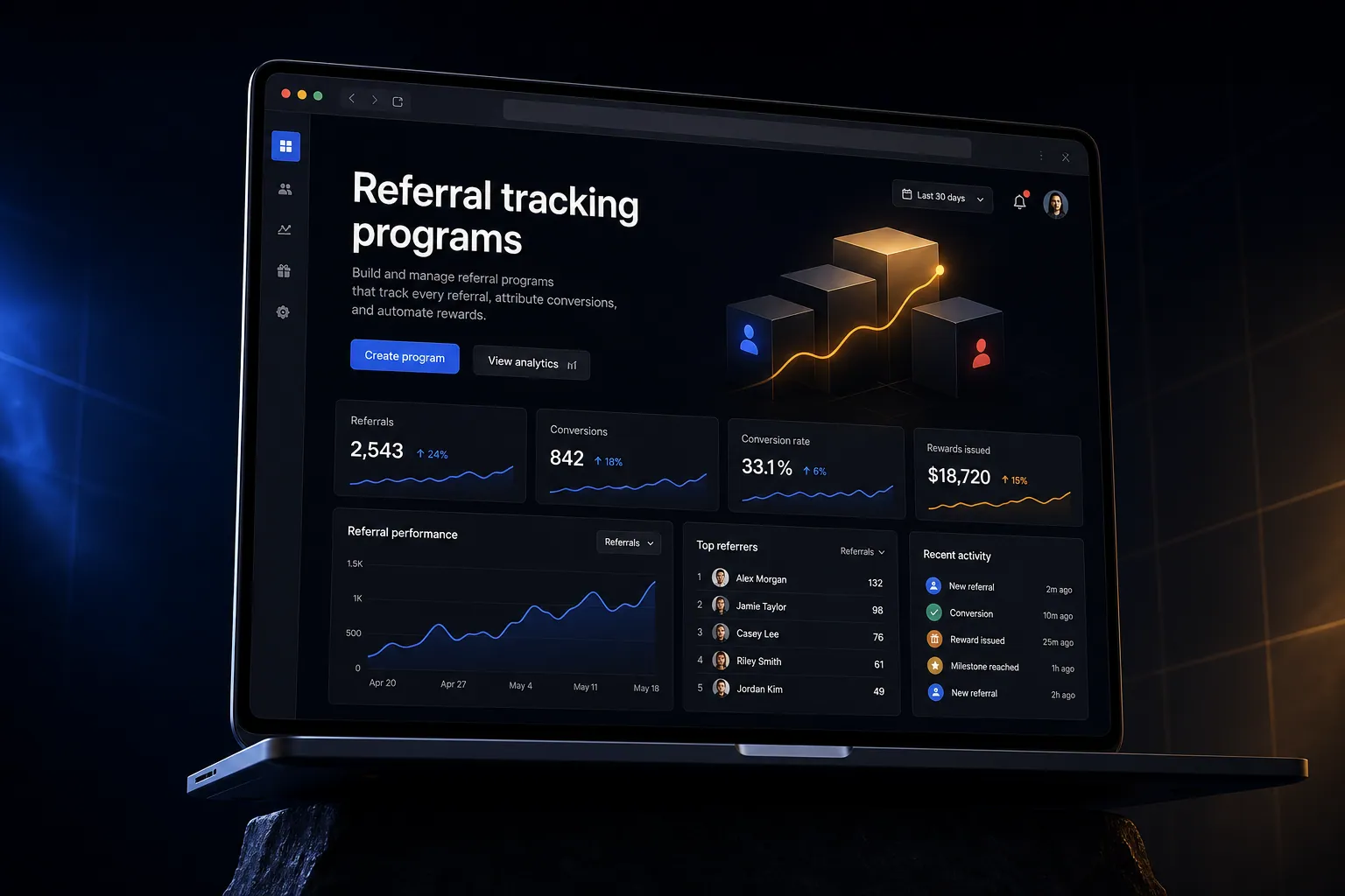 Referral tracking programs marketing website built by SpinFlow