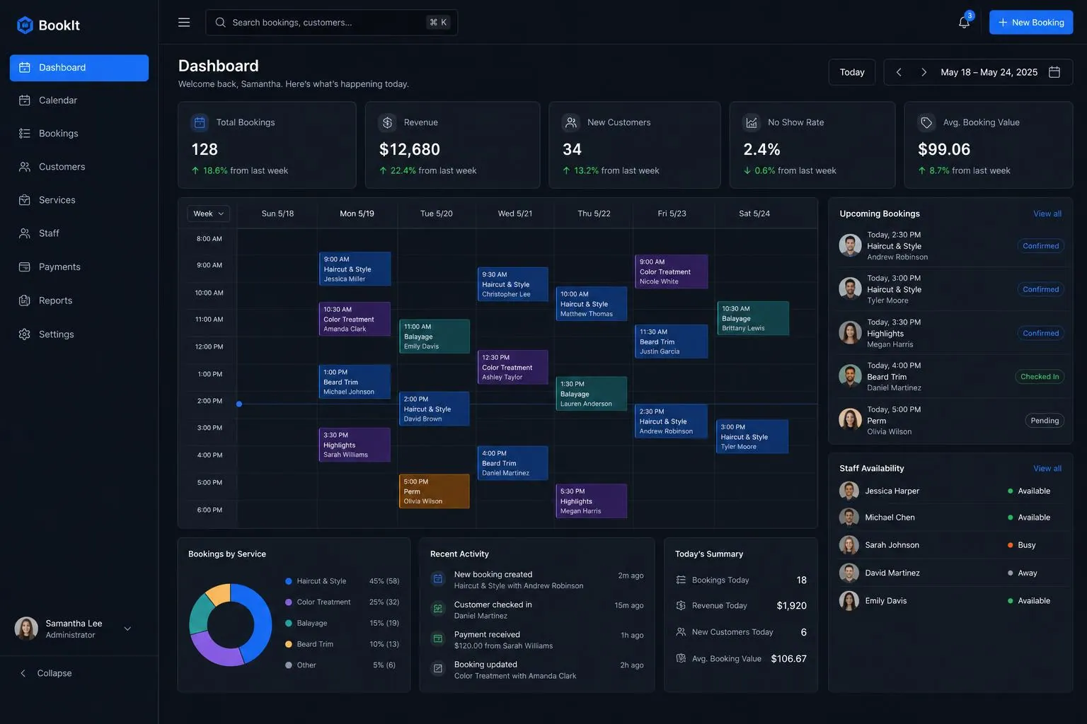 Scheduling & Booking backend application built by SpinFlow