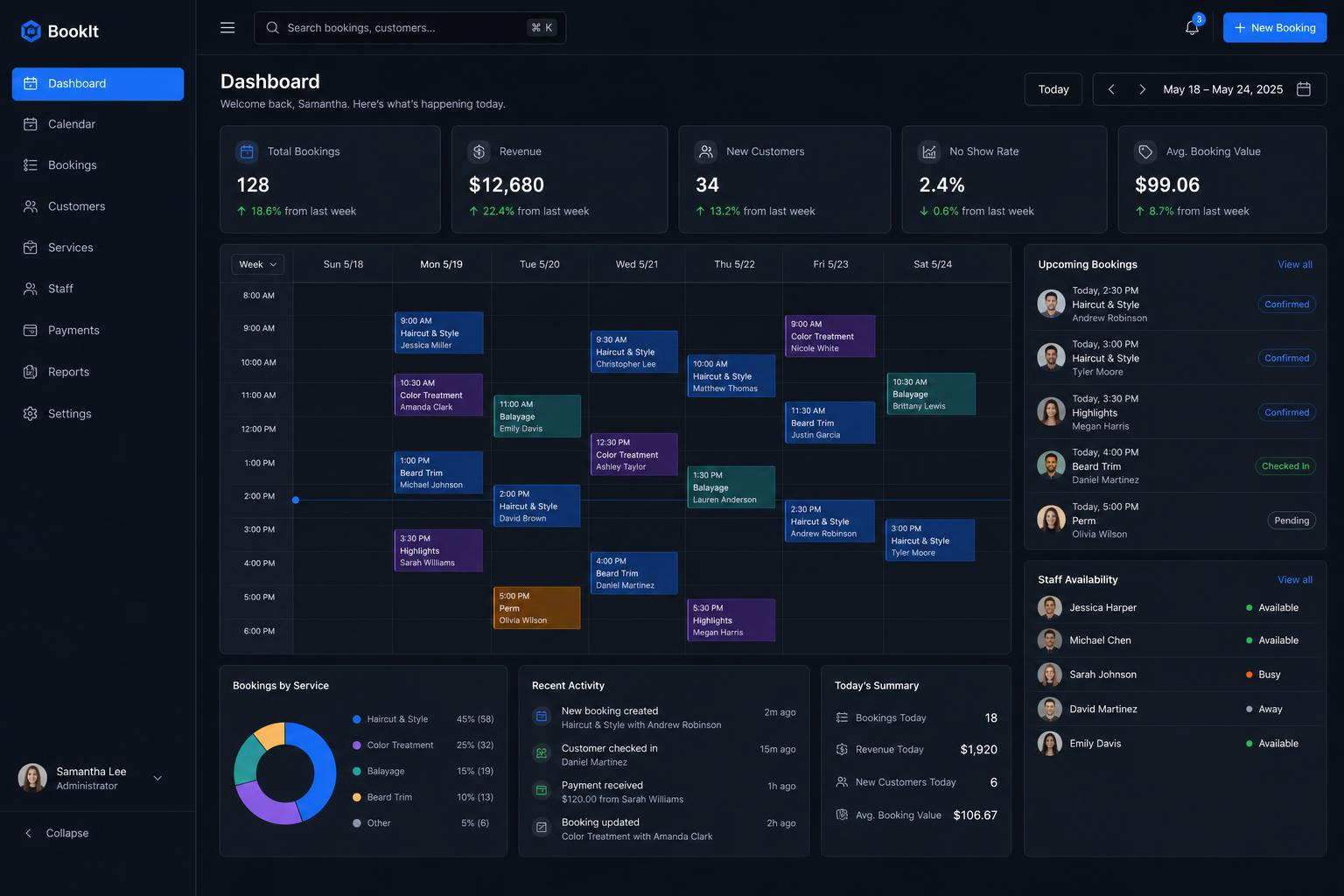 Scheduling & Booking backend application built by SpinFlow