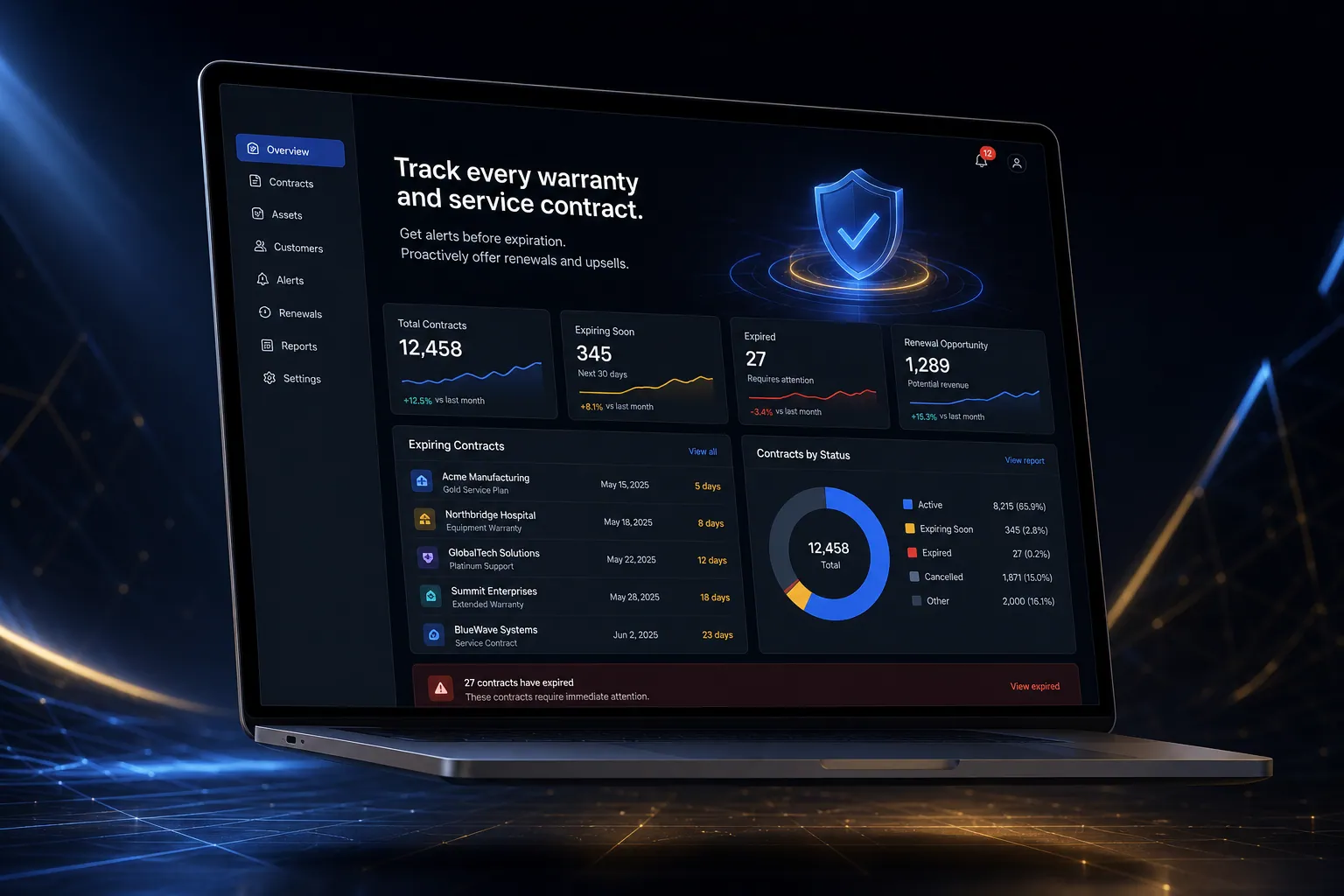 Warranty and service contract tracking marketing website built by SpinFlow