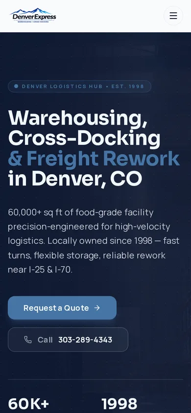 Denver Express website homepage on a phone