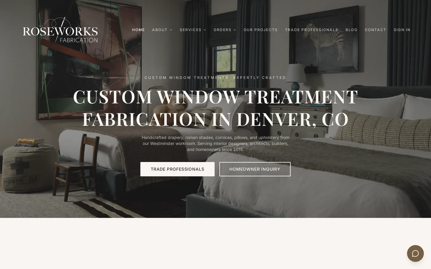 Roseworks Fabrication website homepage on a laptop